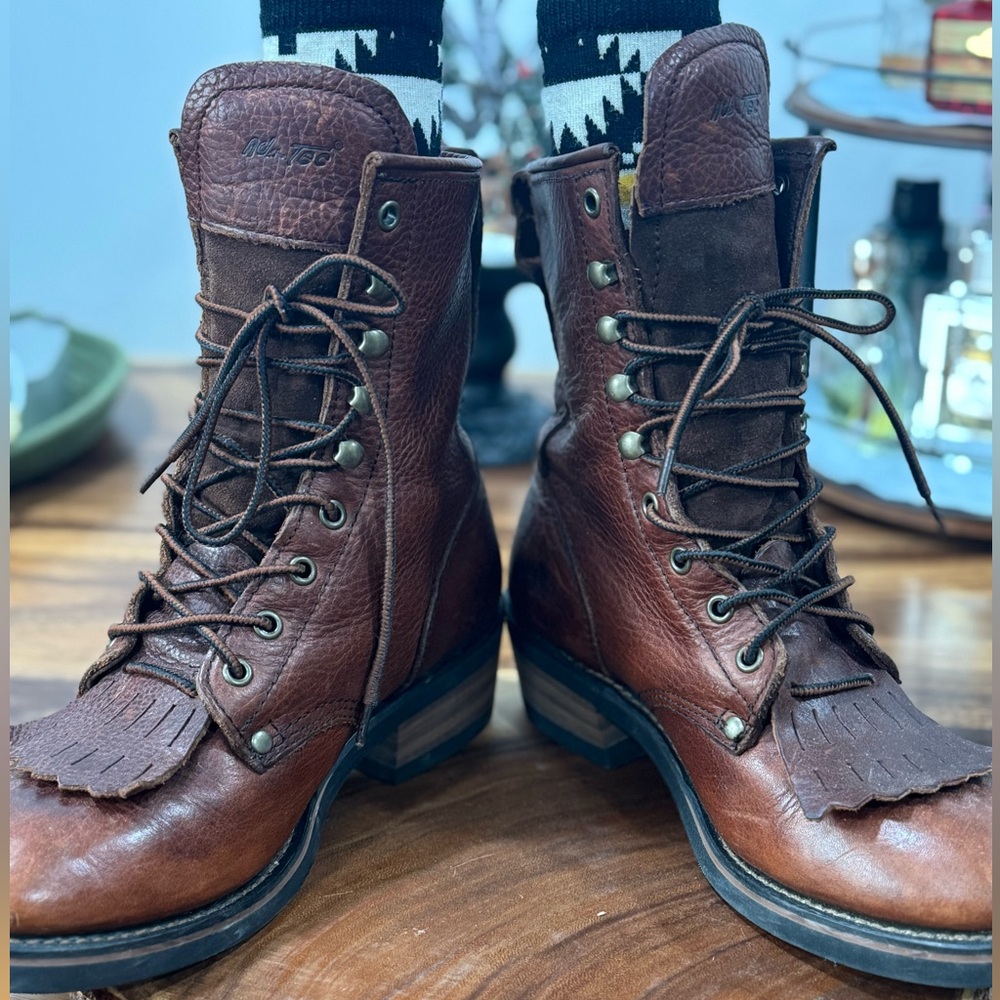 AU TEC vintage Brown Leather Women’s  Boots size 8 - Picture 10 of 13